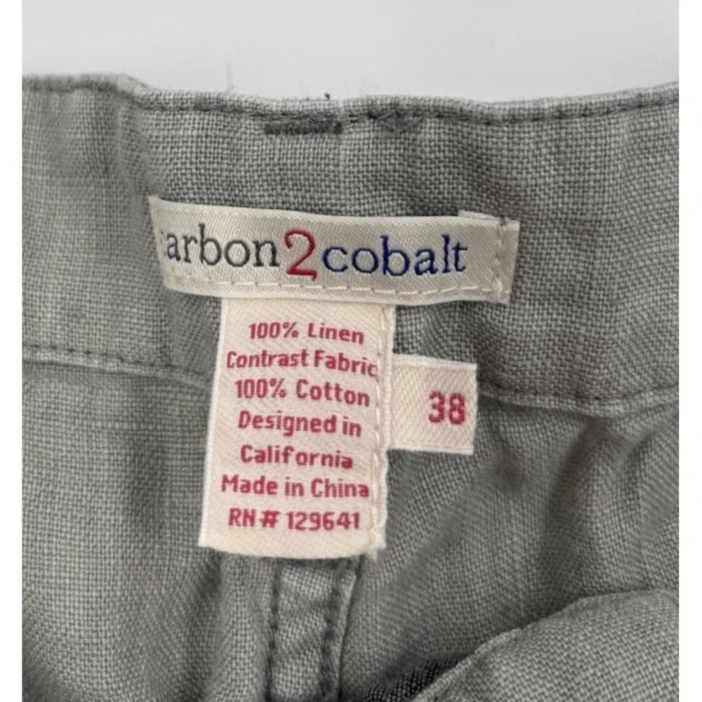Carbon 2‎ Cobalt Men's 38 Gray Linen Flat Front Chino Shorts